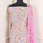 Banarasi Pink Unstitched Suit